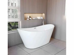 Aica Bañera Exenta | Bañera acrílica exenta lujosa y duradera,1500x720x650mm,estilo ovalado,color ,incluye manguera + desagüe