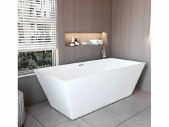 Aica Bañera Exenta * Bañera de acrílico rectangular exenta,1700x800x580mm,color ,incluye manguera + desagüe Blanco