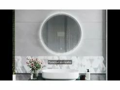 Accesorios De Cuarto De Baño|Espejo De Cuarto De Baño * AICA Espejo de baño con iluminación LED Espejo redondo,60 cm, antivaho, brillo ajustable, memoria de apagado Transparente