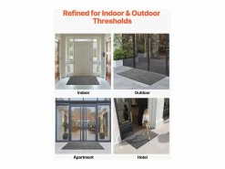 Alfombra de Entrada SucceBuy, 152,4 x 91,4 cm, Felpudo Exterior Interior con Reverso Antideslizante PVC, Resistente Y Lavable, Atrapa Polvo, Gris < Hot