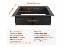 Brasero * Anillo de Chimenea Cuadrado SucceBuy, con Revestimiento Exterior de Acero 91 x 92 cm para Chimenea, Anillo de Fogata Negro