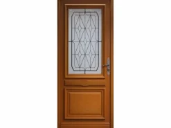 GD Menuiseries Puerta De Entrada * Anís Tamaño de la puerta 215 X 90 Empuje hacia la izquierda (Dimensiones de la tabla) sin manilla Marru00f3n