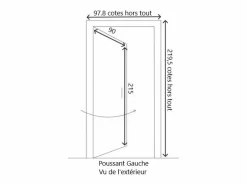 GD Menuiseries Puerta De Entrada * Anís Tamaño de la puerta 215 X 90 Empuje hacia la izquierda (Dimensiones de la tabla) sin manilla Marru00f3n