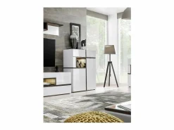 Aparador bajo, bar CRISS + LED. Vitrina, mueble para vajilla decorativo, moderno y de diseño para tu salón. < Meublorama New