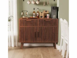 Aparador * Aparador con 2 cajones y 2 puertas, mueble de cocina, madera, 100 x 35 x 80 cm Color natural oscuro