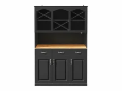 Aparador de cocina con iluminación LED, 3 puertas y 3 cajones - Madera MDF negra < Hauss Spole Best
