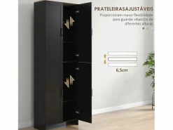Aparador de cocina Dami 4 puertas + 6 estantes ajustables 170,5x60x30 cm < Homcom Online
