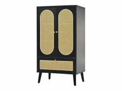 Aparador de cocina 60x40x110cm, 2 puertas de ratán y 1 cajón, madera, color < Hauss Spole Best