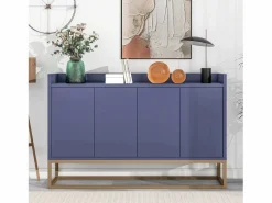 Aparador * Aparador Moderno 120 x 30 x 80 cm - Aparador Estilo Minimalista con 4 Puertas para Comedor, Salón, Cocina - Marino Azul