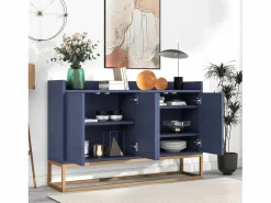 Aparador * Aparador Moderno 120 x 30 x 80 cm - Aparador Estilo Minimalista con 4 Puertas para Comedor, Salón, Cocina - Marino Azul