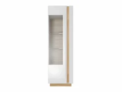 Aparador - 1 puerta - Con LEDs - Blanco brillante y roble - MURARI < Vente-unique New