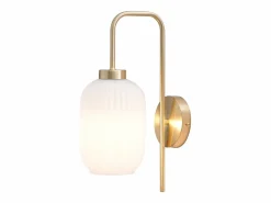 Aplique de latón dorado y vidrio blanco L.25 x Alt.41 cm - LOUXOR < OZAIA Discount