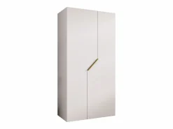 Abiks Möbel Armario | Armario con puertas batientes Andrew 1 100 / 202 / 52 (Blanco + asas: Oro)