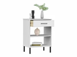 Clicnbuy Estantería * Armario consola patas de metal madera maciza pino OSLO Blanco
