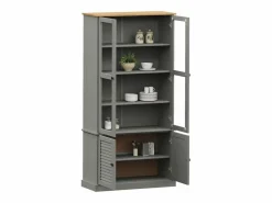 Clicnbuy Vitrina * Armario con vitrina VIGO madera maciza pino 85x35x170 cm Gris