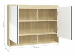 Armario de baño con espejo MDF y roble 80x15x60 cm < vidaxl Hot