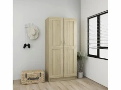 Armario Abierto, Vestidor * Armario de madera contrachapada color roble 82,5x51,5x180 cm ES392909 Marru00f3n