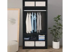 Armario Abierto, Vestidor * Armario de madera contrachapada 100x50x200 cm ES256511 Negro