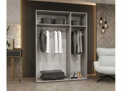 Abiks Möbel Armario * Armario Marbella 1 con puertas batientes 202/150/52 3 puertas (artisan/negro) Negro / Color natural claro
