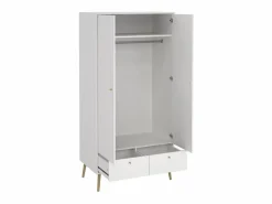 Calicosy Mueble Perchero * Armario 2 puertas y 2 cajones con patas de madera H200,1 cm - TARP Blanco
