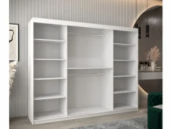 Abiks Möbel Armario * Armario TOKYO 1 de puertas correderas 200/250/62 3 puertas (blanco/blanco) Blanco / Plateado