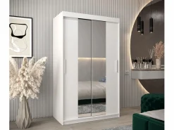 Abiks Möbel Armario | Armario TOKYO 1 de puertas correderas 200/120/62 2 puertas (blanco/blanco)