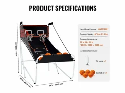 Aro de Baloncesto Plegable, SucceBuy, Juego Arcade de Baloncesto Plegable para Interiores con Doble Tiro para 2 Jugadores y 5 Pelotas < Online