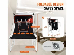 Aro de Baloncesto Plegable, SucceBuy, Juego Arcade de Baloncesto Plegable para Interiores con Doble Tiro para 2 Jugadores y 5 Pelotas < Online