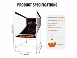 Cesta De Baloncesto * Aro de Baloncesto SucceBuy Juego Arcade de Baloncesto de Interior Double Shot para 2 Jugadores y 5 Pelotas