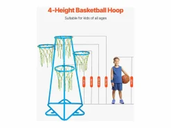 Cesta De Baloncesto * Aro de Baloncesto SucceBuy Canasta de Baloncesto Infantil, Portátil, con 4 Canastas y Altura Ajustable