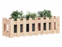 Arriate elevado jardín con valla madera maciza pino 100x30x30cm < Clicnbuy Outlet