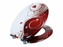 Asiento de inodoro con bisagras de madera resistente y cierre lento para baño y rojo 19_0000726 < Helloshop26 Outlet