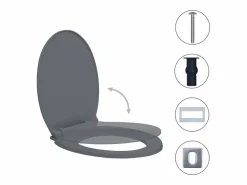Helloshop26 Tapa De Inodoro * Asiento de inodoro con cierre suave inodoro ovalado para baño hogar restaurante hotel tienda 02_0002918 Gris