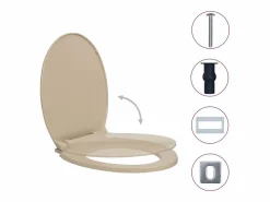 Helloshop26 Tapa De Inodoro * Asiento de inodoro con cierre suave ovalado 02_0002922 Beige