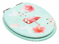 Asiento de inodoro con tapa de cierre suave MDF diseño Flamingo 02_0002933 < Helloshop26 Online