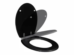 Helloshop26 Tapa De Inodoro * Asiento de inodoro con tapa de cierre suave construcción de MDF 02_0002876 Negro