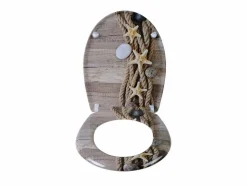 Asiento de inodoro de cuerda de cáñamo Duroplast con diseño de estrella de mar mecanismo de cierre suave y cierres rápidos 19_0000724 < Helloshop26 Best