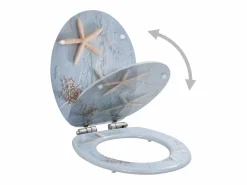 Asiento de inodoro de MDF con tapa de cierre suave diseño de estrella de mar 02_0002899 < Helloshop26 Discount