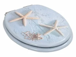 Asiento de inodoro de MDF con tapa de cierre suave diseño de estrella de mar 02_0002899 < Helloshop26 Discount