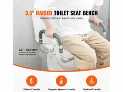 Tapa De Inodoro | Asiento de Inodoro Elevado SucceBuy, 88,9 mm de Altura, Capacidad 136 kg, Barandillas de Aluminio,