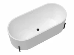 Bañera de pie ovalada blanca con patas negras - 230 L - 160 x 73,5 x 59 cm - ALONSA < Shower & Design Discount