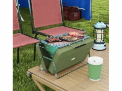 Barbacoa * Barbacoa de carbón de mesa con rejilla y asa, acero inoxidable, , para jardín y picnic (47x30x28 cm) Verde
