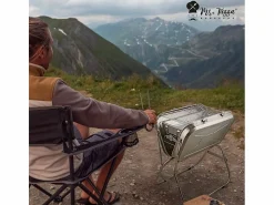 AHD Barbacoa | Barbacoa portátil con parrilla de carbón plegable Beech
