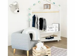 Atmosphera for Kids Mueble Perchero * Burro Ropa Infantil con Ruedas Melamina 81 cm Blanco