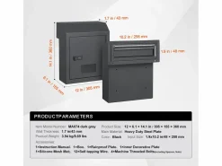 Buzón * Buzón Con Llave a Través de la Puerta SucceBuy, Cerradura de Combinación, Gris Oscuro – Almacenamiento Seguro y Elegante del Correo Negro