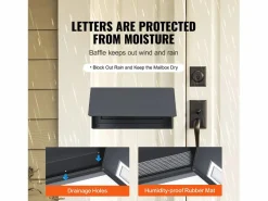 Buzón * Buzón Con Llave a Través de la Puerta SucceBuy, Cerradura de Combinación, Gris Oscuro – Almacenamiento Seguro y Elegante del Correo Negro