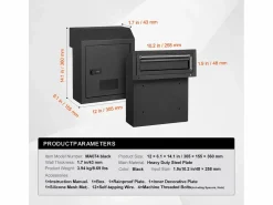 Buzón * Buzón de Correo con Cerradura Combinada para Dejar las Llaves en la Puerta de SucceBuy, Color Negro