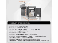Buzón | Buzón de Pared Empotrado SucceBuy 320x158x430mm, Oscuro – Estilo Empotrado Elegante y Funcional