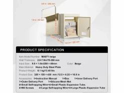 Buzón * Buzón de Pared SucceBuy 31.8 x 16 x 42.9 cm, Buzón de Acero Robusto con Cerradura de Combinación, – Almacenamiento Seguro del Correo Beige