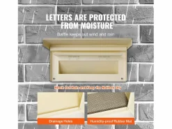 Buzón * Buzón de Pared SucceBuy 31.8 x 16 x 42.9 cm, Buzón de Acero Robusto con Cerradura de Combinación, – Almacenamiento Seguro del Correo Beige